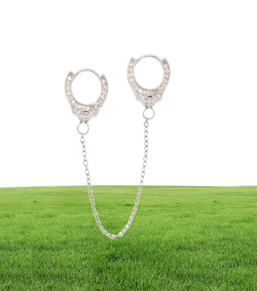 100 925 Handoue d'oreille en argent sterling 1 pièce Clip à longue chaîne de conception unique sur Hoop Femmes européennes Multi-Piercing Earring3574151