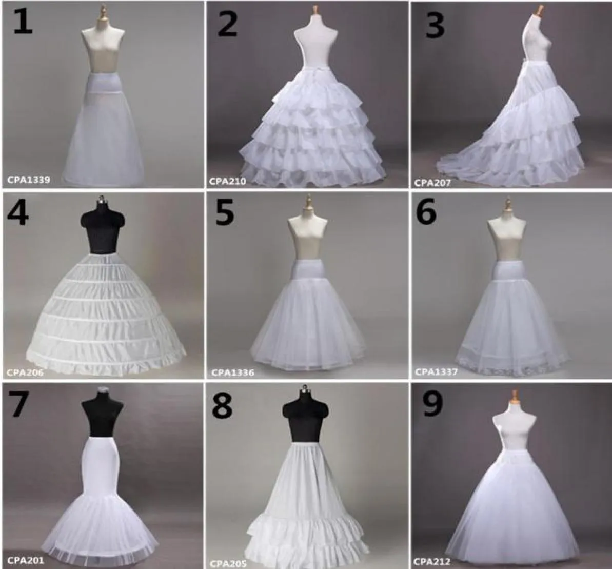 9 Style entier 6 cerceaux Bridal Wedding Petticoat Mariage Gauze jupe Crinoline Couper accessoires de mariage Jupon Sxjun107448057