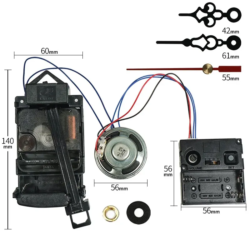 Uhren Quarz -Pendel Uhr Bewegung mit schwarzen Handbox -Lautsprechern Batterie betriebene Melodie Mechanismus DIY Takt Ersatzteile Teile