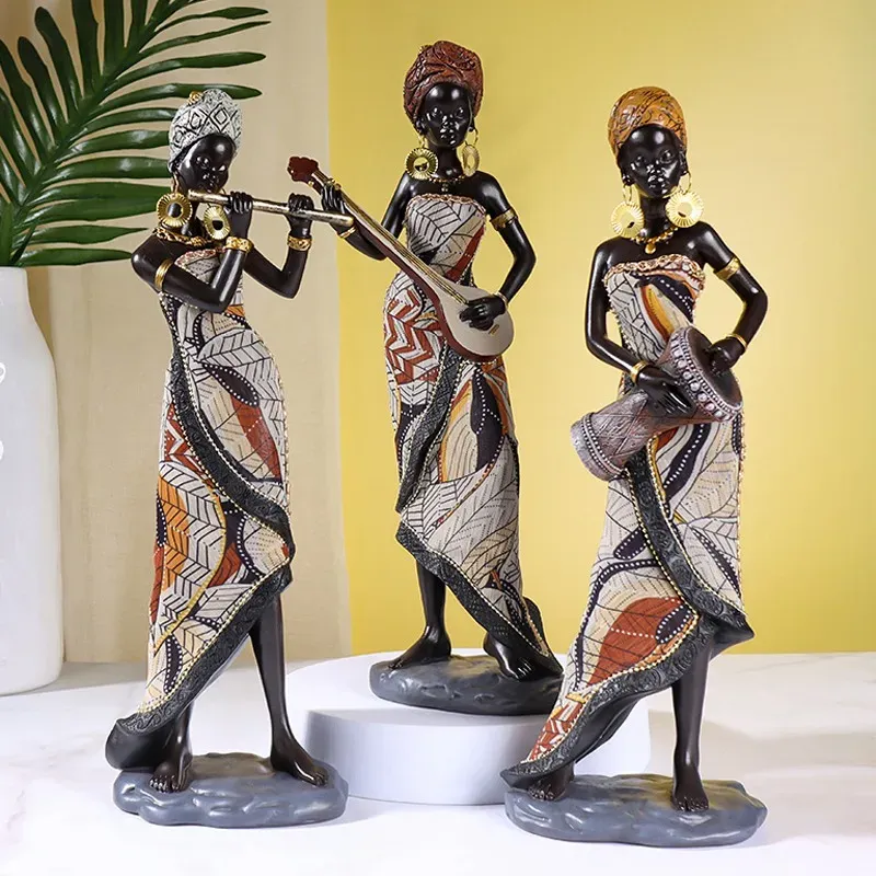 Skulpturen Vilead Harz Afrika Frauen Statue moderne Kunstfigur Wohnzimmer Büro Innenausstattung Zubehör Neujahr Geschenke