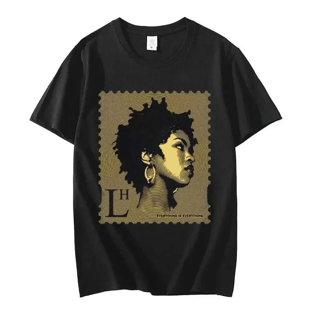 Il rapper delle camicie Lauryn Hill Music T-shirt graphic Mens Mens a maniche corta retrò maglietta Fashion Hip Hop Hop Rock Street Clothing J240506