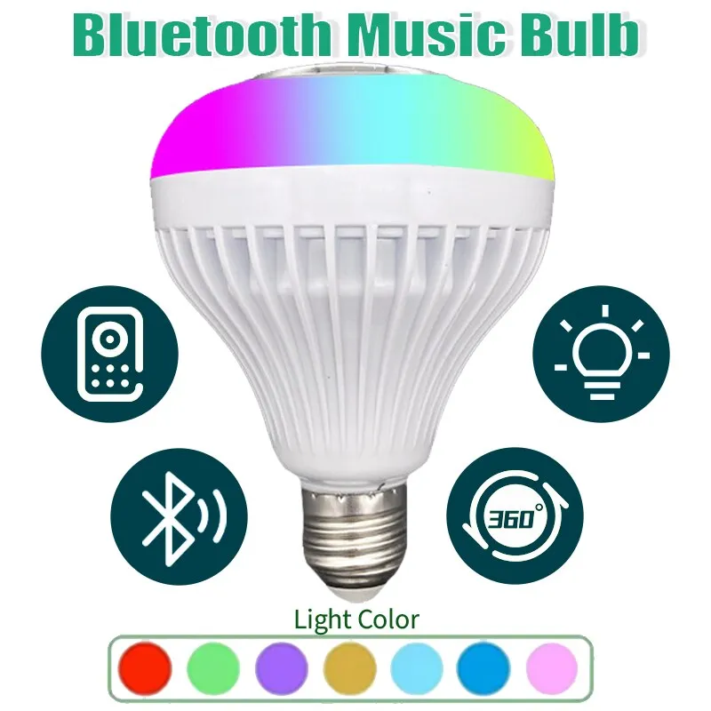 LED-Musiklicht mit integriertem Bluetooth-Lautsprecher Wireless Smart Glühbirne mit Fernbedienungs-RGB-Farblautsprecher