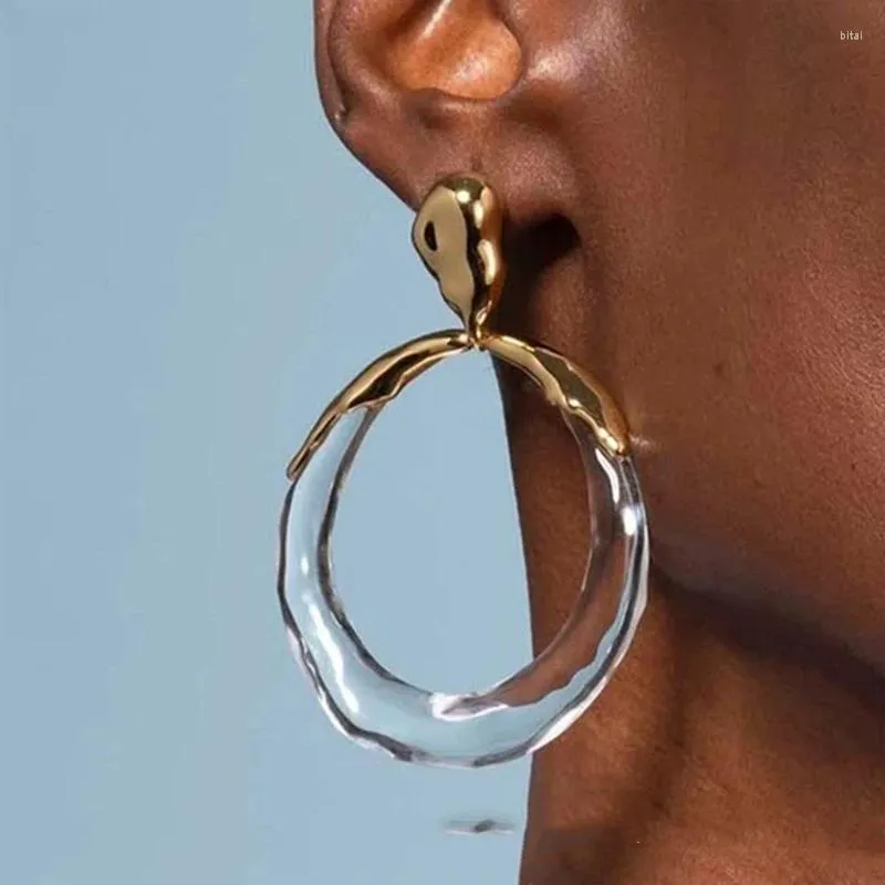 Boucles d'oreilles en peluche vintage de couleur rond irrégulière gouttes d'oreille à oreilles uniques conception de métal brillant bijoux de marque exagérée pour les femmes fête