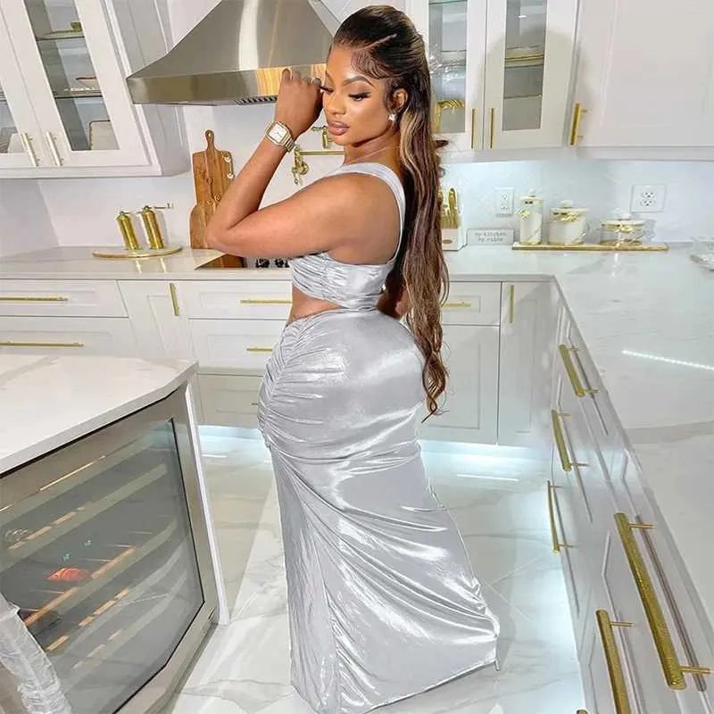casual silver dress Summer Saving Wycnly Formal Dresses for Women Sleeveless V-Neck Solid Summer Long Dresses with Belt High Slit Slim Cotton Beach Party Tank Maxi Dress Silver xl Under $5