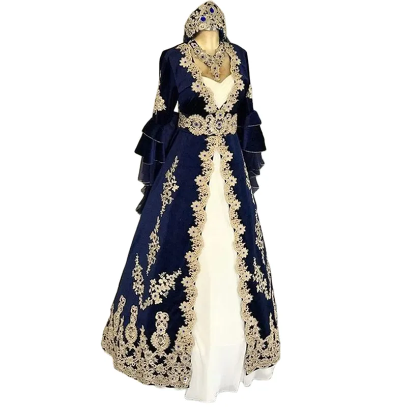 Elegant Navy And White Arabic Muslim Medieval Prom... From Elegantweddings,  $159.41 | DHgate.Com