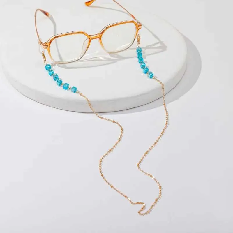 Glasögonkedjor mode färgglada glasögon kedja akryl kristall pärlstav glasögon kedja anti-fallande solglasögon kedja för smycken ansiktsmask lanyard