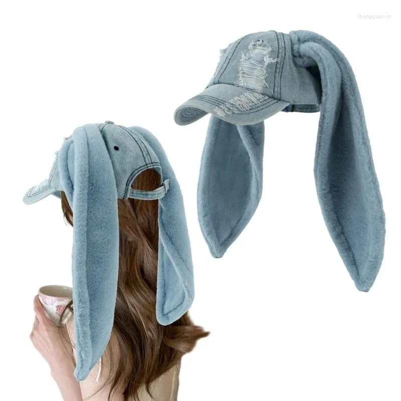 Ball Caps Субкультуры бейсбольная шляпа с длинным ухой весенняя поездка девушки -защищенные солнечные расстроенные капли