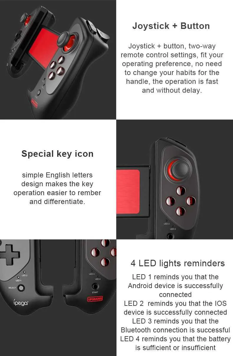IPEGA PG-9083S Bluetooth Wireless Game Controller Joystick for 4.5-8.4 ...