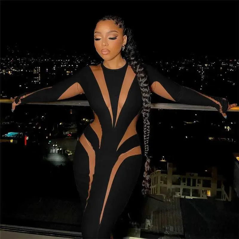 knee length dresses for ladies Mesh See Through Maxi Dress