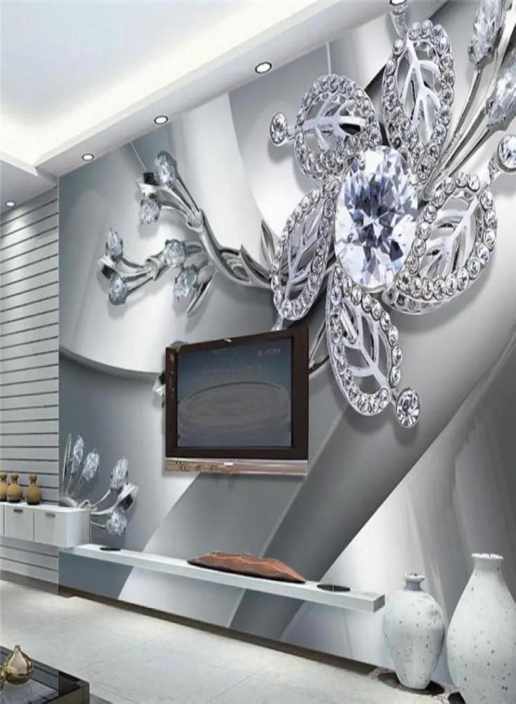 3D стена роспись обои с бриллиантами цветочные узоры Фон современный искусство рисовать настенные настенные картины гостиная домашняя декор89494957106175