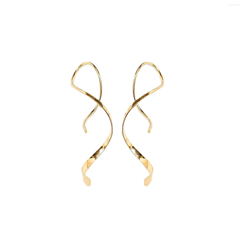 Boucles d'oreilles en peluche élégante figure huit vagues faites à la main spirale incurve aretes ocero de inoxydable mujer 2024