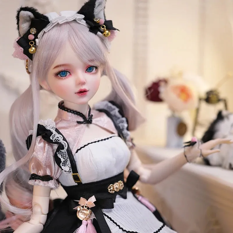 1/3 Bjd Doll Cat Costume Designer Makeup Dziecko twarz Dobra masa masowa samice samice ruchome korpusie lalka DIY Make Up 60 cm zabawka gifi 240506