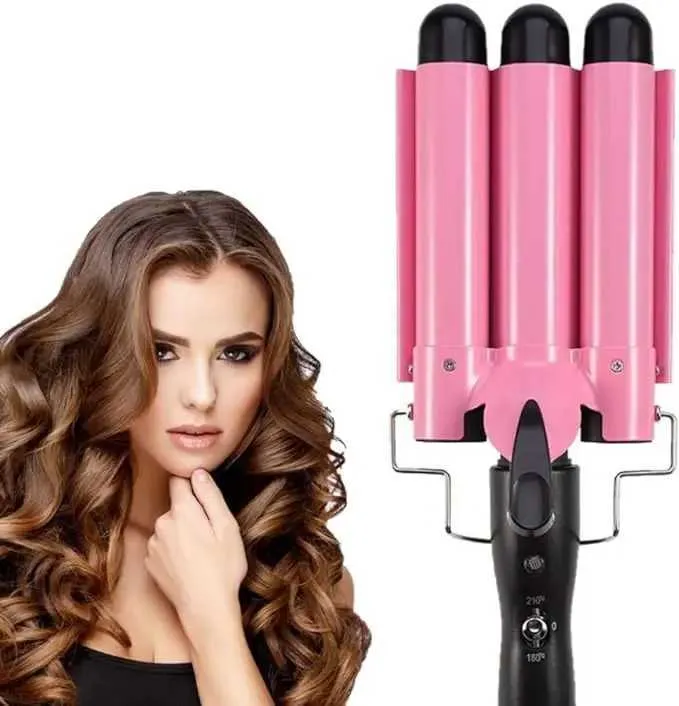 Curling Irons 3 baryłki kręconej ceramiki żelaza o regulowanej temperaturze i szybkim ogrzewaniu prętów cieplnych opornych na rękawiczki Q240506