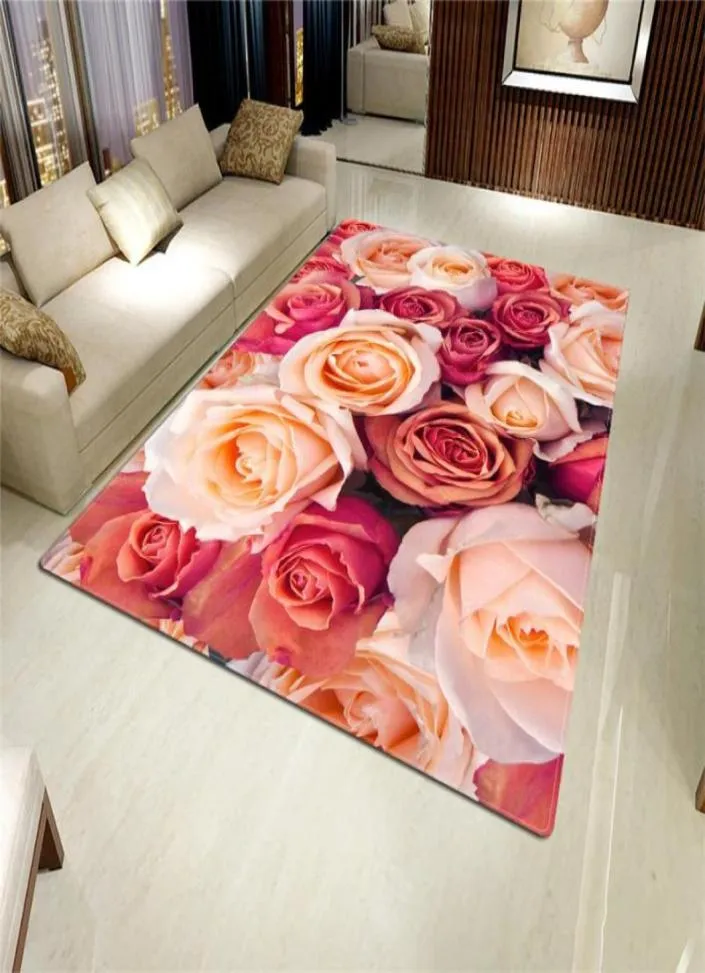 Carpets 2021 Tapis rose Mat 3d pour salon Fleur Fleur Salle de bain Abslip Absorbe de cuisine Home Decor Dorormat Custom7559002