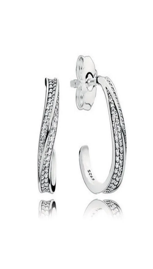 925 Boucles d'oreilles en diamant CZ en argent sterling avec boîte de vente au détail Fashion Elegant Waves Oree Hook Oreadings For Women Girls Gift Jewelry Earri7566943