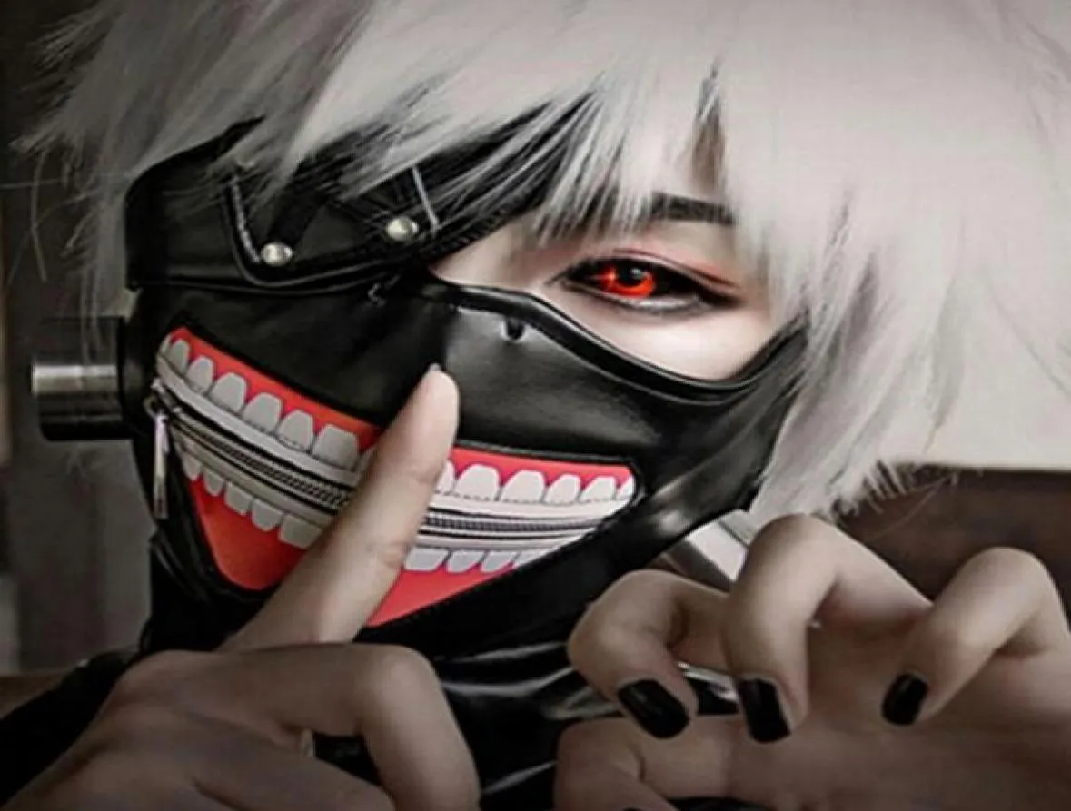 Ekofriendly Tokyo Ghoul Mask Scary Mascaras Halloween maskerar cosplay Kaneki Ken avfödande bomull PU -parti prop anime skräckmask1551919