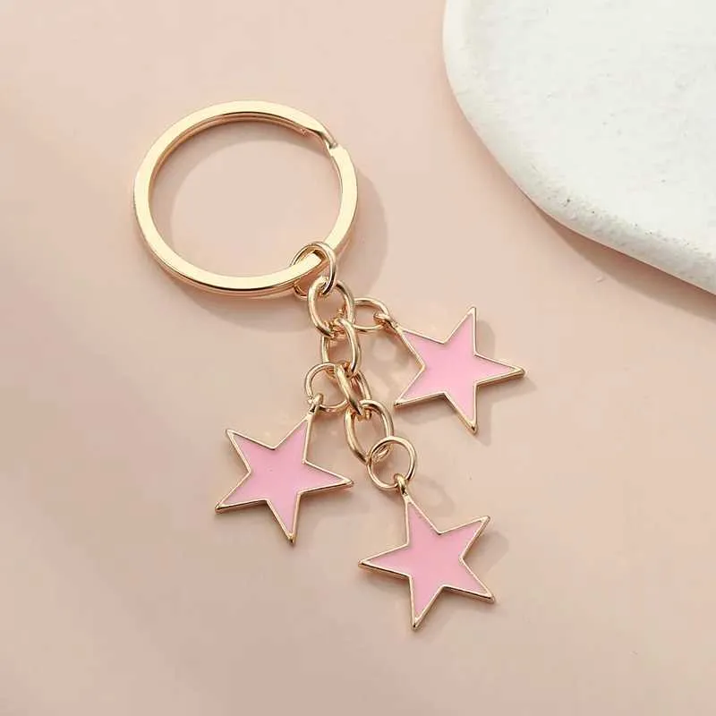 Keychains Bedanyards fofos de estrondo de estronte de estronte Pentagrama -chave do ringue de estrelas Multicolor Stars Principais redes de amizade para homens homens diy jóias feitas artesanais