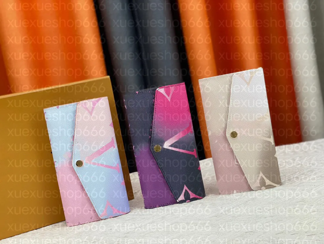 Luxury Bags Womens Long Wallet Design Gradient color Letter Hasp Zipper Coin Purses Classic Folding Portable Card Bags Purses Brand Ladies Clutch Bags Pocket