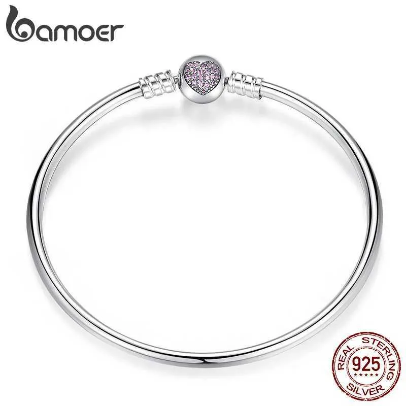 Brangle Bamoer 925 Bracelet de chaîne de serpent en argent sterling ensemble pavé cz cz pendant charme perle bricolage bijoux de luxe pas904 Q240506