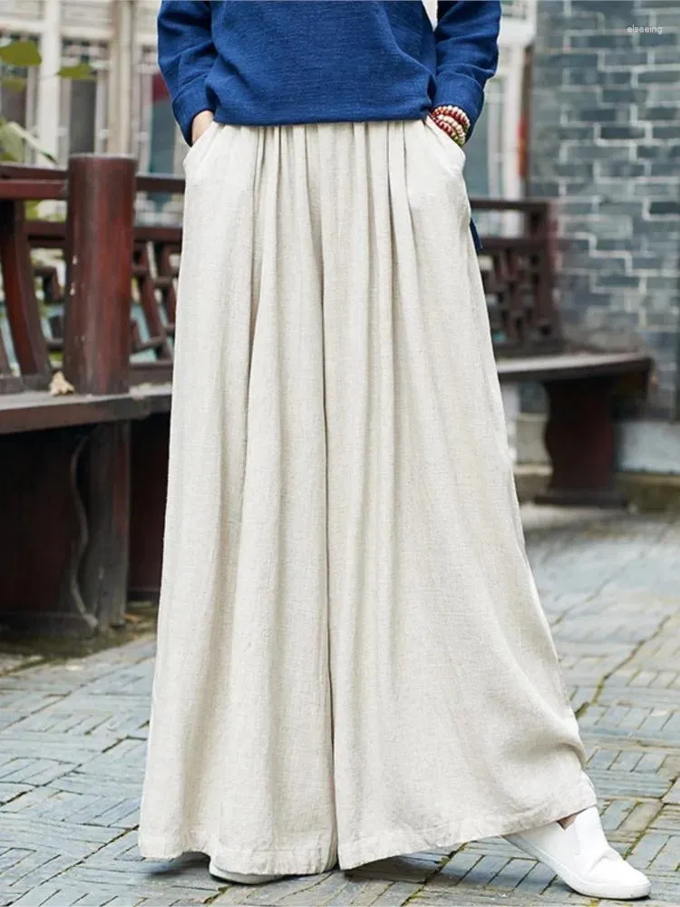 Women's Pants Women Loose 2024 Spring Summer Retro Casual Cotton And Linen Yoga Ladies All-match Wide Leg Trousers