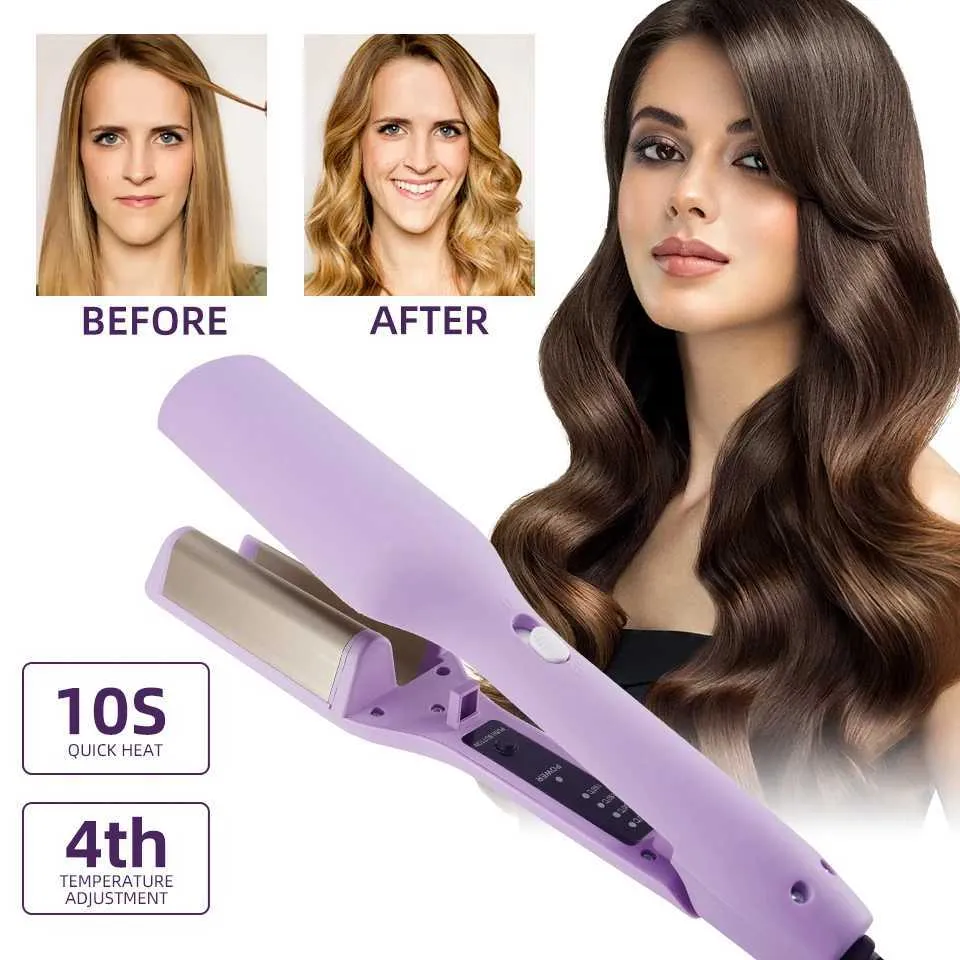 Curling Irons 32 mm ondulato di ferro riccio ondulato French Shaper Strumento di modellatura del volume di riscaldamento rapido Q240506