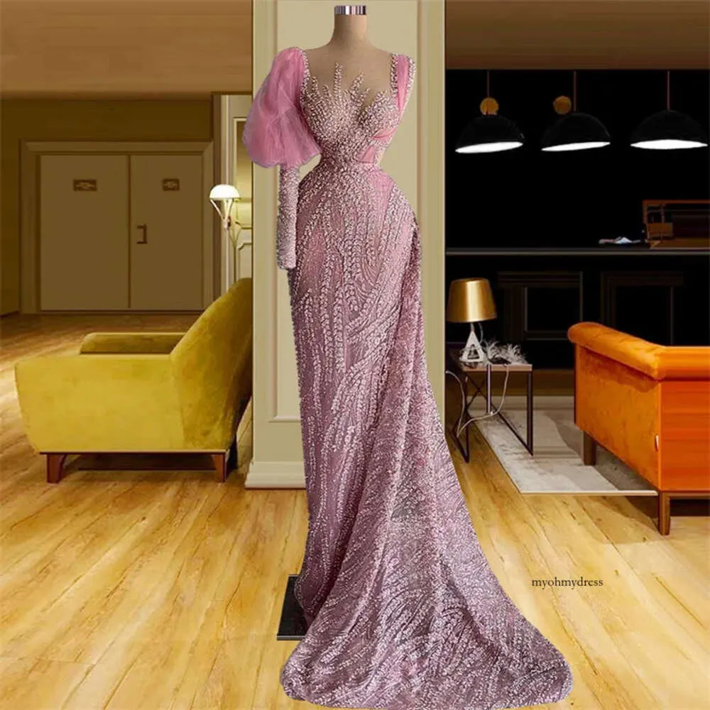 Prom Prenses Zarif Bir Uzun Kollu V Boyun 3d Dantel Aplikler Pullar Boncuklu Gece Elbiseleri Moda Kat Uzunluk Parti Gowns Artı Boyut Özel Yapımı 0431