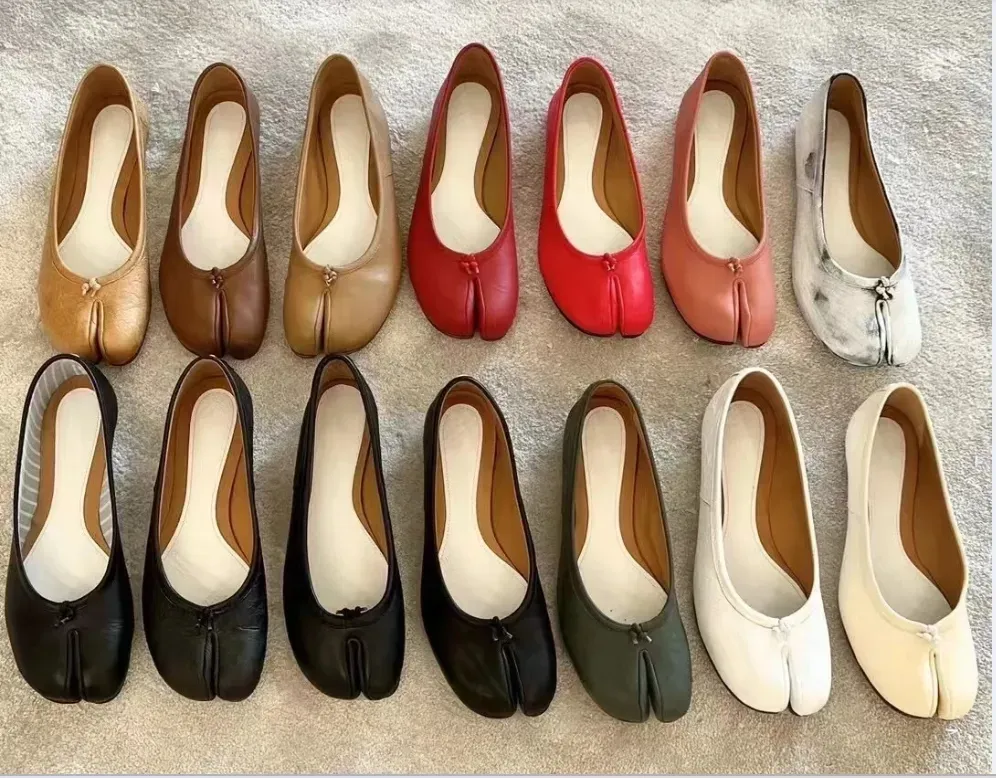 Tabi Ballerina Designer Classic Disual Shoes Ballet Flat Shoes Shoes Shoes Lamb Lame Top Factory