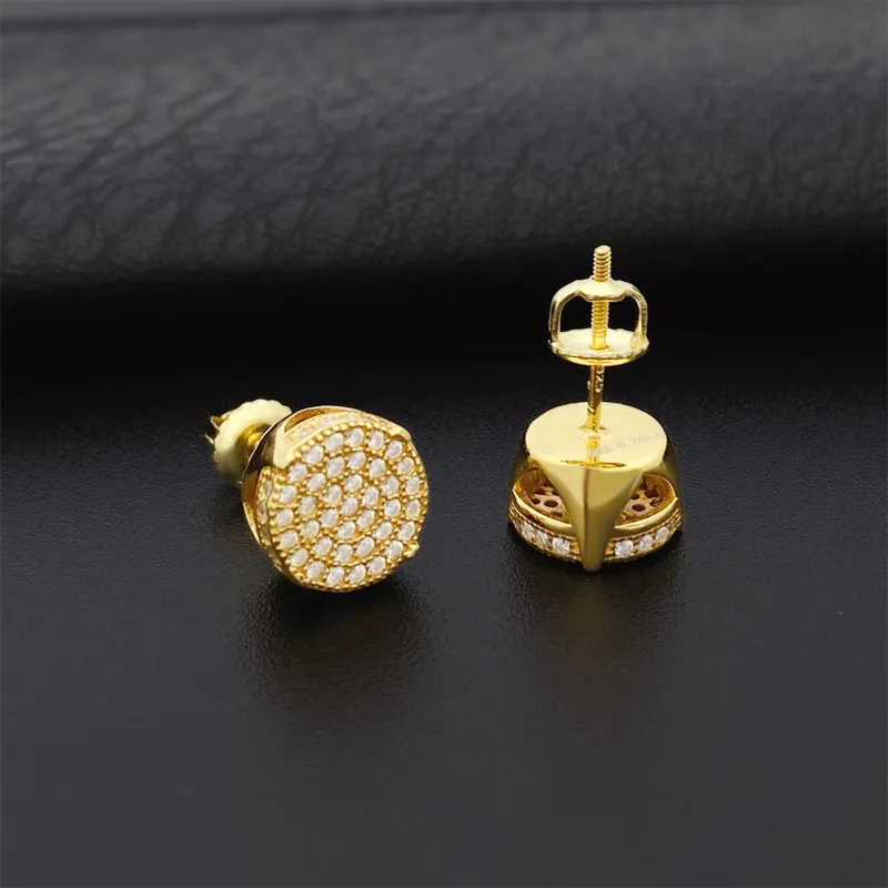 Round Cut Moissanite Stud Earrings In 14k Gold For Men_voghion.com