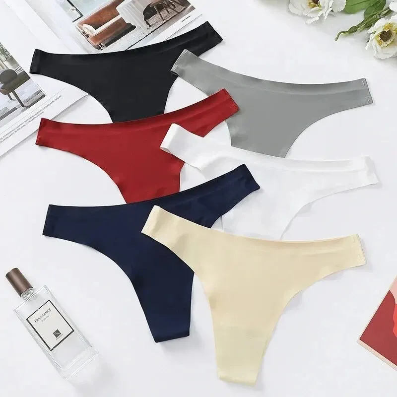 Kvinnors trosor 6st enkla underkläder för kvinnor sömlös fast färg komfort ranar korta damer elastiska andningsbara sportbikini m-xl