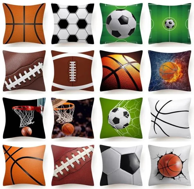 PushionDecorative Kissen Fußball Basketball Lederabdruck Kissenbedeckung 45x45 cm Polyester Kissenbezug modernes Mode -Sofa Bett Dec7079760