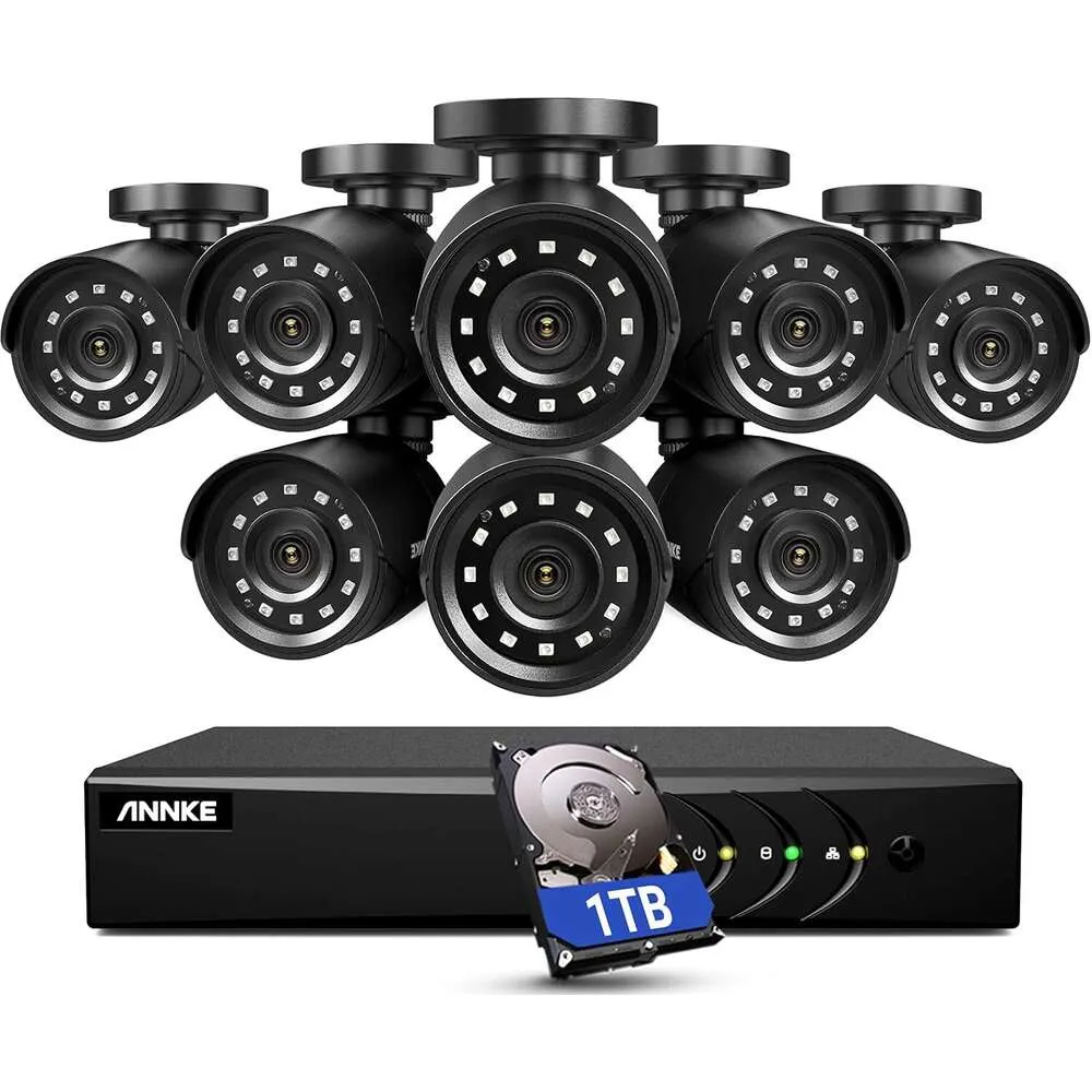 3K Lite Security Camera System Outdoor with AI Human/Vehicle Detection, 8CH H.265 DVR and 8x1920TVL/2MP IP66 Home CCTV Cameras, Smart Playback, Email Alert with Image