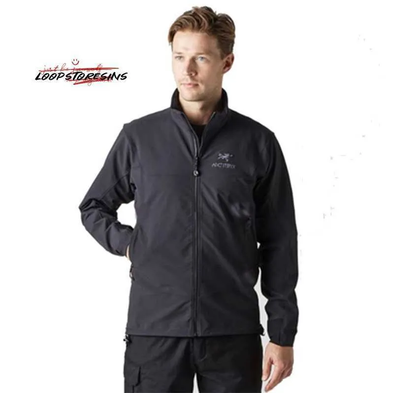 Chaqueta para hombres marca marca a prueba de viento transpirable arco oficial gamma lt chaqueta hombre liviano a prueba de viento de cáscara suave de soporte para el cuello g56n