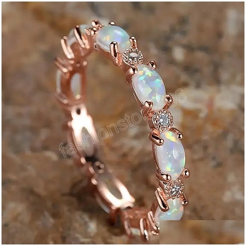 Bandringen witte opaal ovale steen sier zirconia kristal verloving bruiloft vlieg-joods boho drop levering sieraden ring dhfap