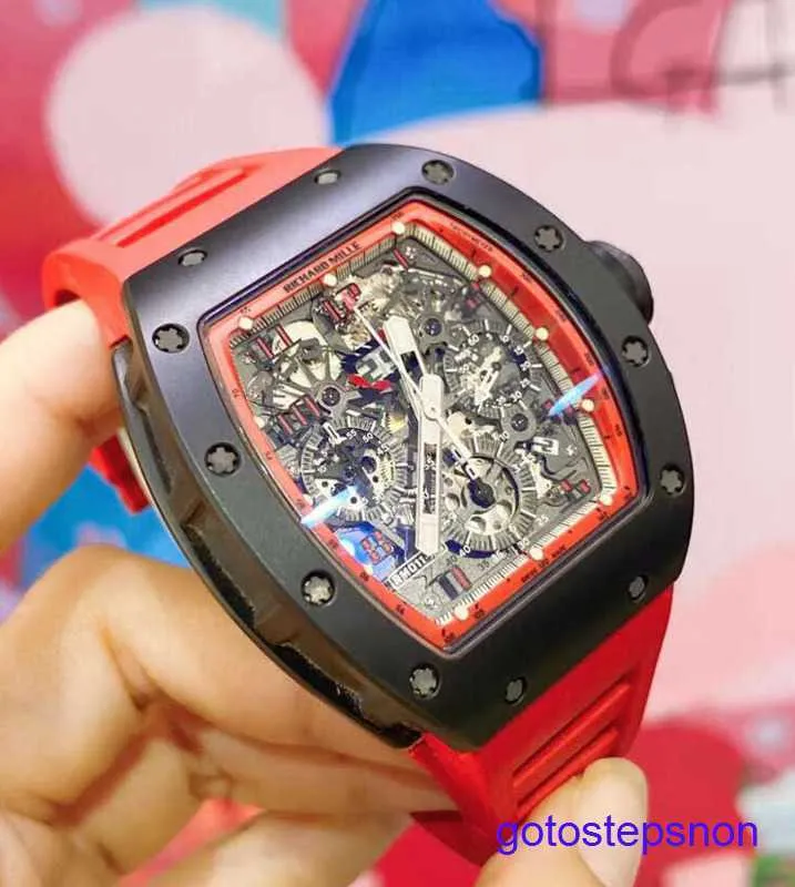 RM Racing Wrist Watch RM011-FM Cerâmica Midnight Fire Edição Limitada de Fashion Leisure Business Sports Timing Machinery