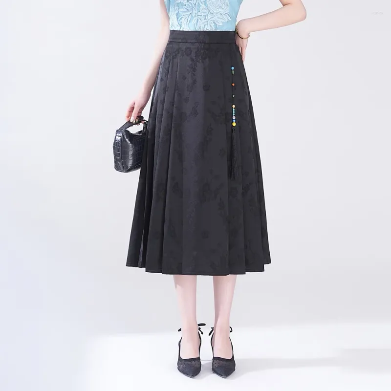 Saias de estilo chinês Senhoras de saia direta Trendência de moda respirável Adequado para o vestido de calças femininas da primavera e do verão