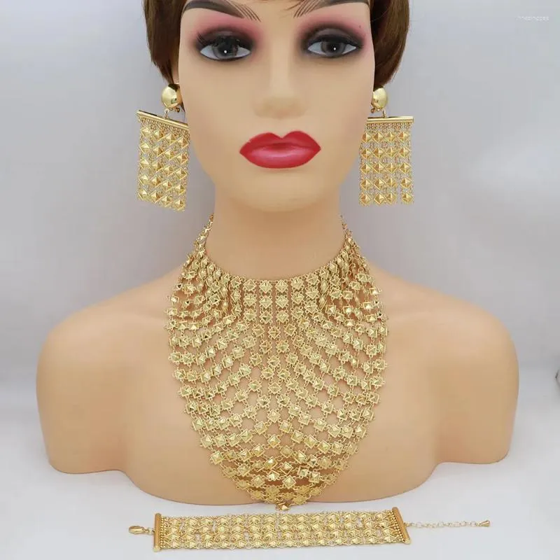 Boucles d'oreilles de collier Fixant le luxe pour les femmes 24K