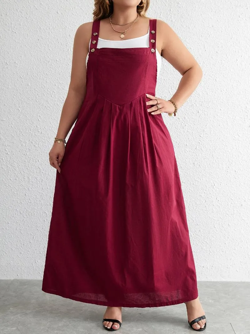 DHgate Cotton Maxi Dress Sleeveless Casual Red Sundress with Pockets for Curvy Women Apparel