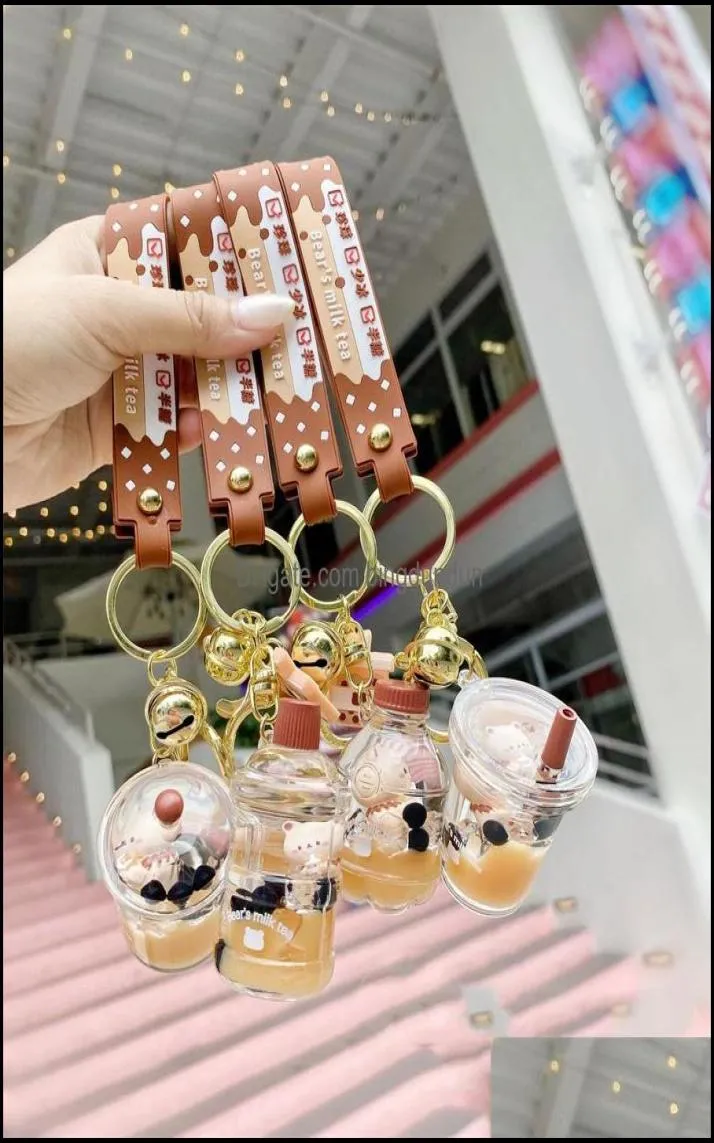 Party Favor Event Supplies Festive Home Garden Pearl Milk Tea Bear dans l'huile Keychain Pendant Creative Nouveau sac Small Gift Whole6752674