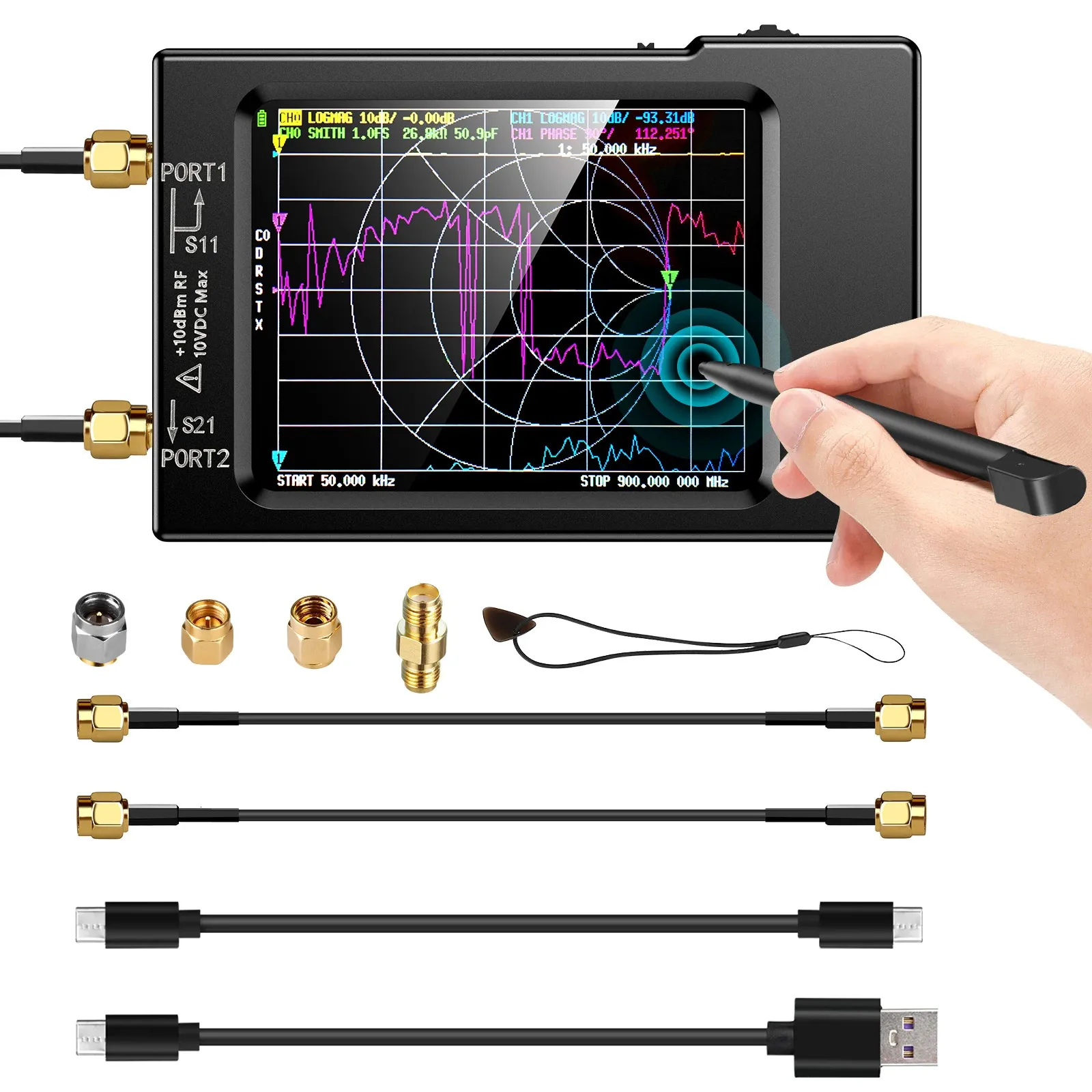 Nanovna-H vector netwerkantenne-analyse 10 kHz-1.5GHz mf hf vhf uhf w/ shell sd card slot supprt 32G digitale nano vna-h tester 240429