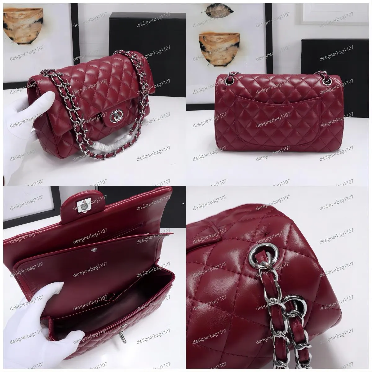 Luxury designer bag womenbags leboy Crossbody bag flap lambskin shoulder bag caviar leather gold and silver chain women shoulder bags luxury handbags for lady