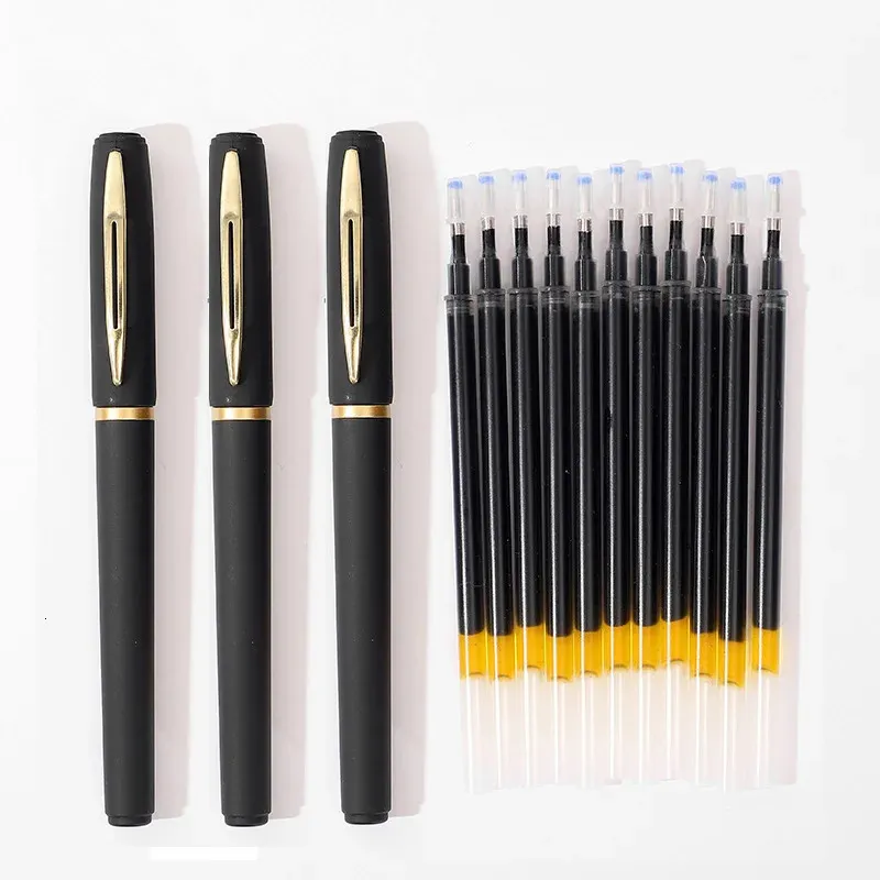 513pcs de grande capacidade Gel Black Pen Conjunto de 07 mm de tinta para escrever Reabilições de escritório de artigos de papelaria de escritório, suprimentos 240425