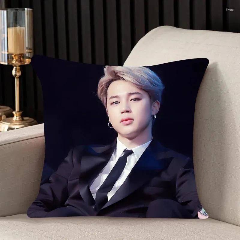 Travesseiro de travesseiro p-park jimins dupla face-lisada capa de capa de cabeça para apoio de backrest cadeira de cadeira de moda presente personalizado presente