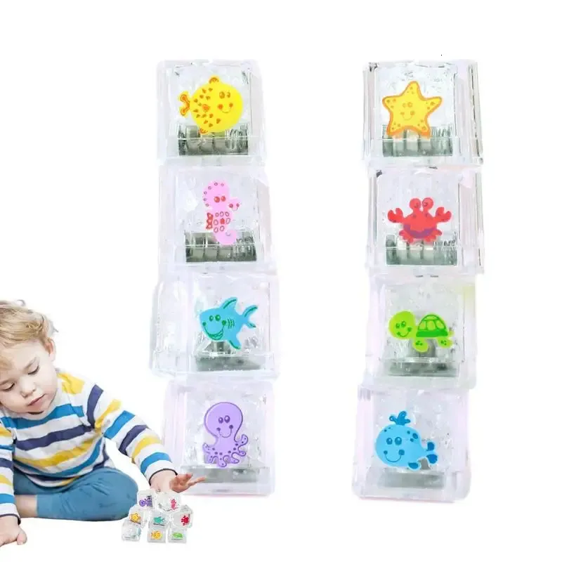 Badespielzeug für Babys beleuchtete Eiswürfel blinkende LED Bunte Lichter leuchtend Spielzeug Badezimmer Spielzeug Kinderbad Spielzeug 240423