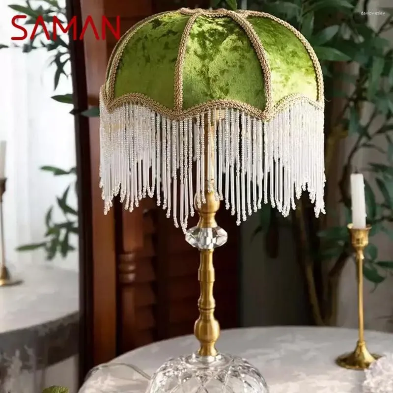 Lampes de table Saman lampe française American rétro salon chambre villa villa européen pastoral créatif tassels de bureau