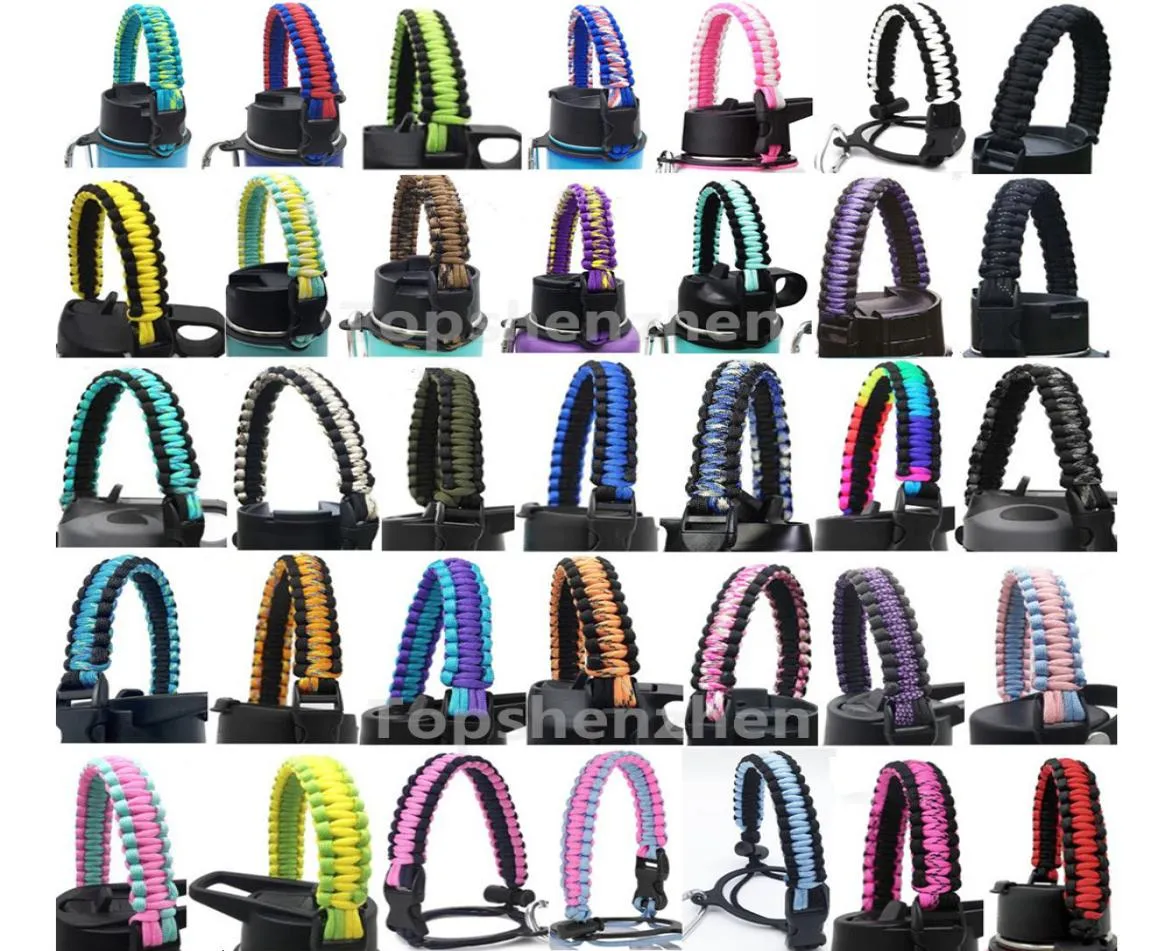 35Colors La poignée du paracord s'adapte à une bouteille de bouche large thermo flacon de 12 oz à 64 oz de bouteilles de sport réutilisables