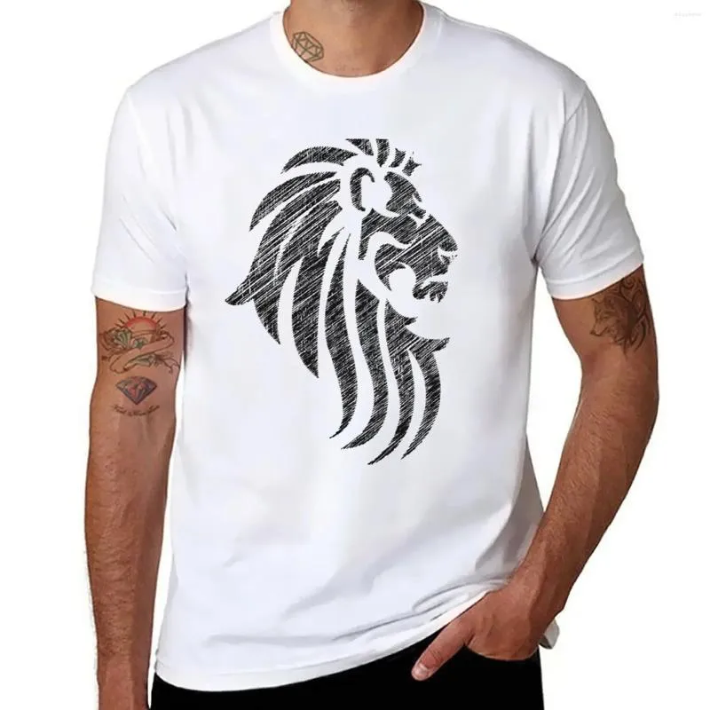 Heren Polos Lion Tribal Tattoo Style Distressed Design T-shirt Oversized Sweat Tops Heren lange T-shirts