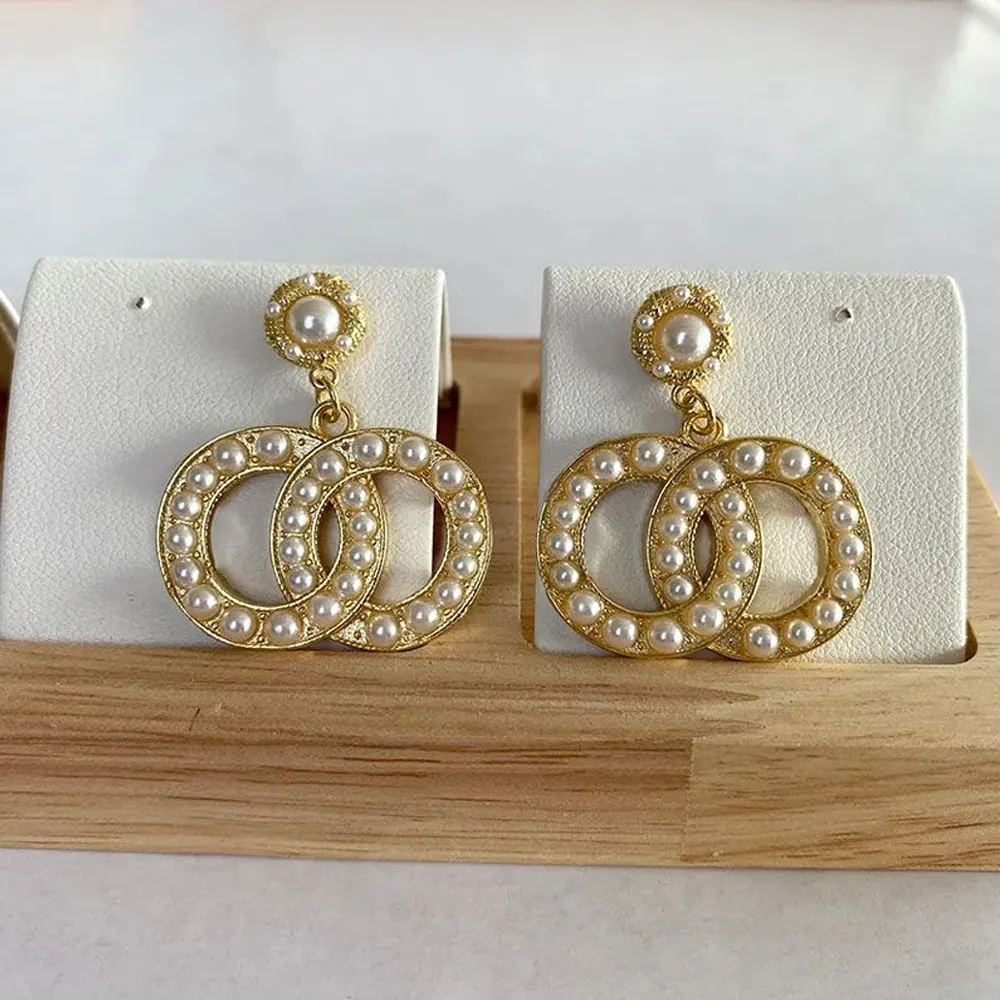 Boucles d'oreilles de créateur de perles de mer du Sud Channel Perle Diamond Drop Ord Oread Oreing Designer Forh Woman Fashion Marque Silver Wedding Oreads