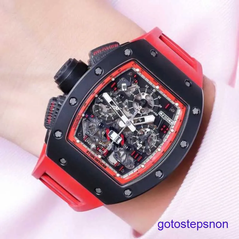 RM Motion Wrist Watch RM011 Série de montre mécanique automatique 40 * 50 mm Calendrier Timing Limited RM011-FM Black Ceramic Limited Chronograph