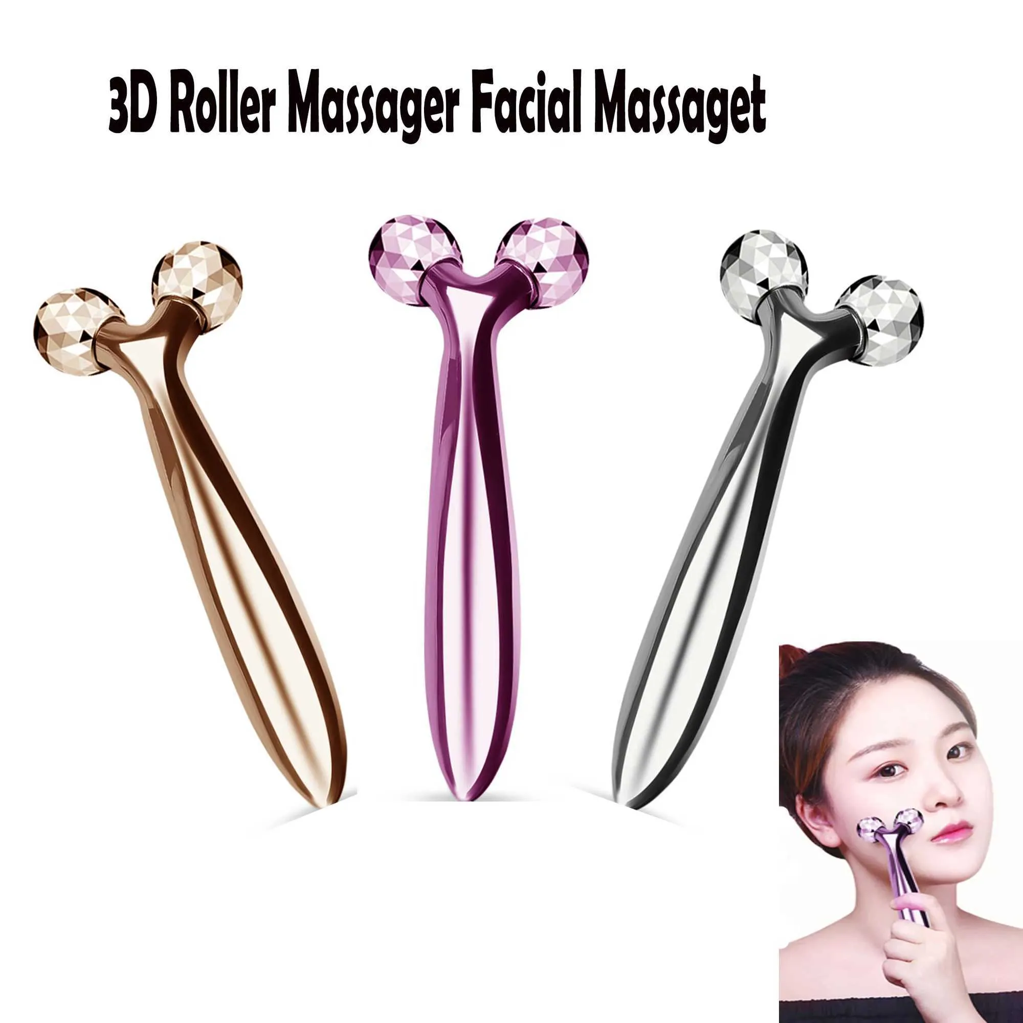 Face Massager 2022 Hot 3D Roller Massager Y Vorm 360 Dunne gezicht Body Vorme ontspanning Wrinker Rimover Remover Facial Massager Skincare Tool T240507