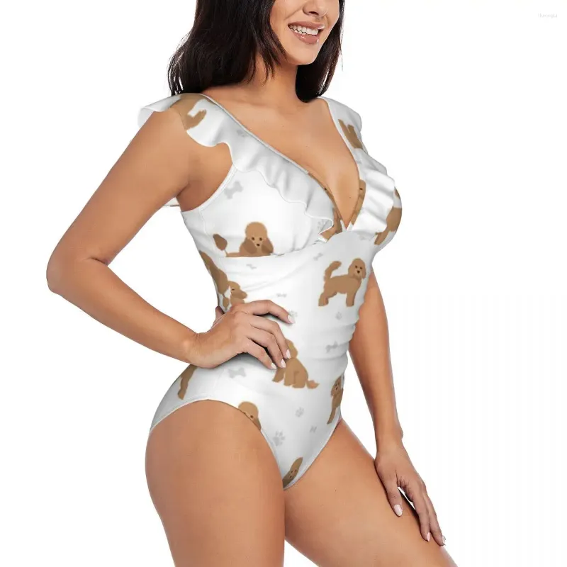 Kvinnors badkläder ruffle 2024 Kvinnor Sexiga One Pieces Swimsuit Female Poodle Monokini Bathing Suit Beachwear